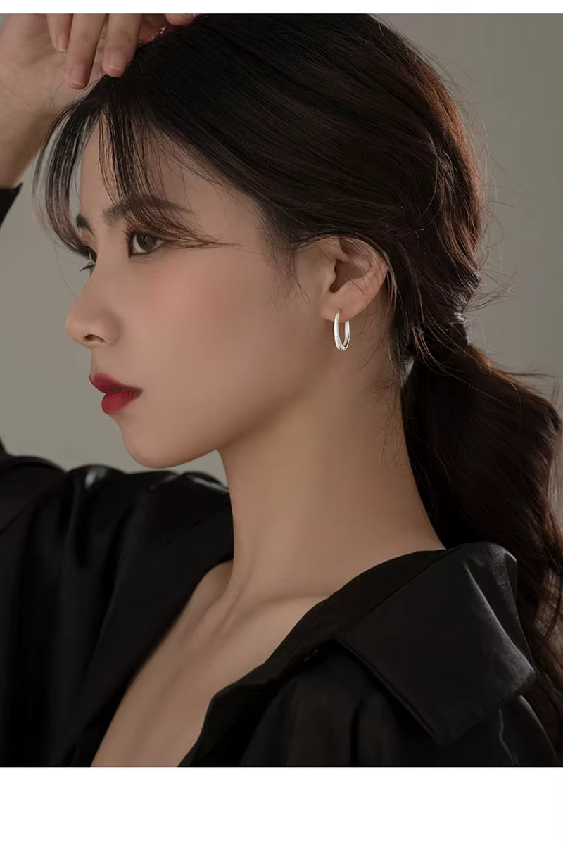 925 Sterling Silver Hot Sale Korean round Earrings Simple Temperament Exquisite Hot Semale Sexy Jewelry Gift