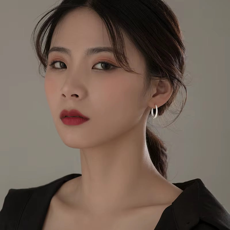 925 Sterling Silver Hot Sale Korean round Earrings Simple Temperament Exquisite Hot Semale Sexy Jewelry Gift