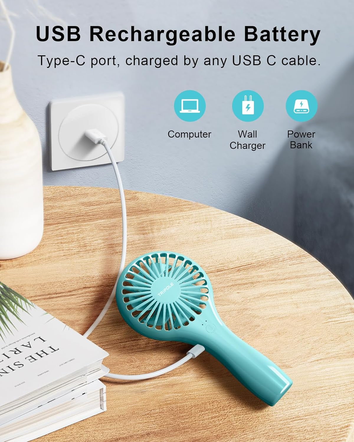 Mini Handheld Fan Battery Operated Small Personal Portable Fans Speed Adjustable USB Rechargeable Fans Cute Design Powerful Eyelash Fan for Stylish Kids Girls Women Men Indoor Outdoor Travel