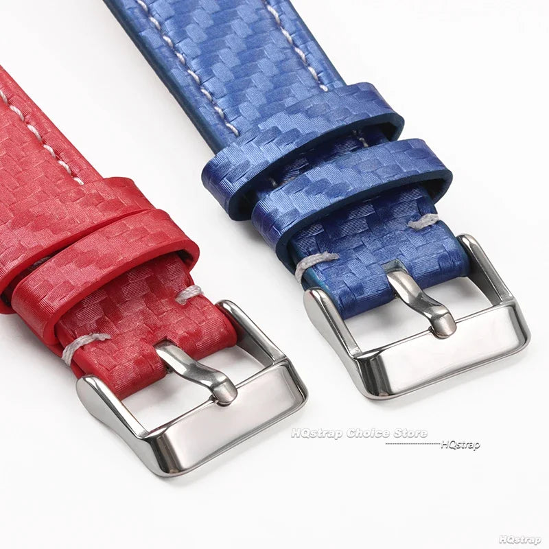 Carbon Fiber Leather Watchbands Calfskin Replace Wristwatch Straps 18Mm 20Mm 22Mm 24Mm Watch Accessory Men Women Soft Watchband