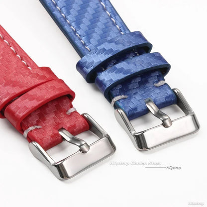 Carbon Fiber Leather Watchbands Calfskin Replace Wristwatch Straps 18Mm 20Mm 22Mm 24Mm Watch Accessory Men Women Soft Watchband