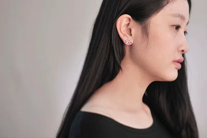 New Hot Fashion 925 Sterling Silver Crystal Bowknot Earrings for Women Girls Gift Fashion Statement Jewelry Korean Earrings