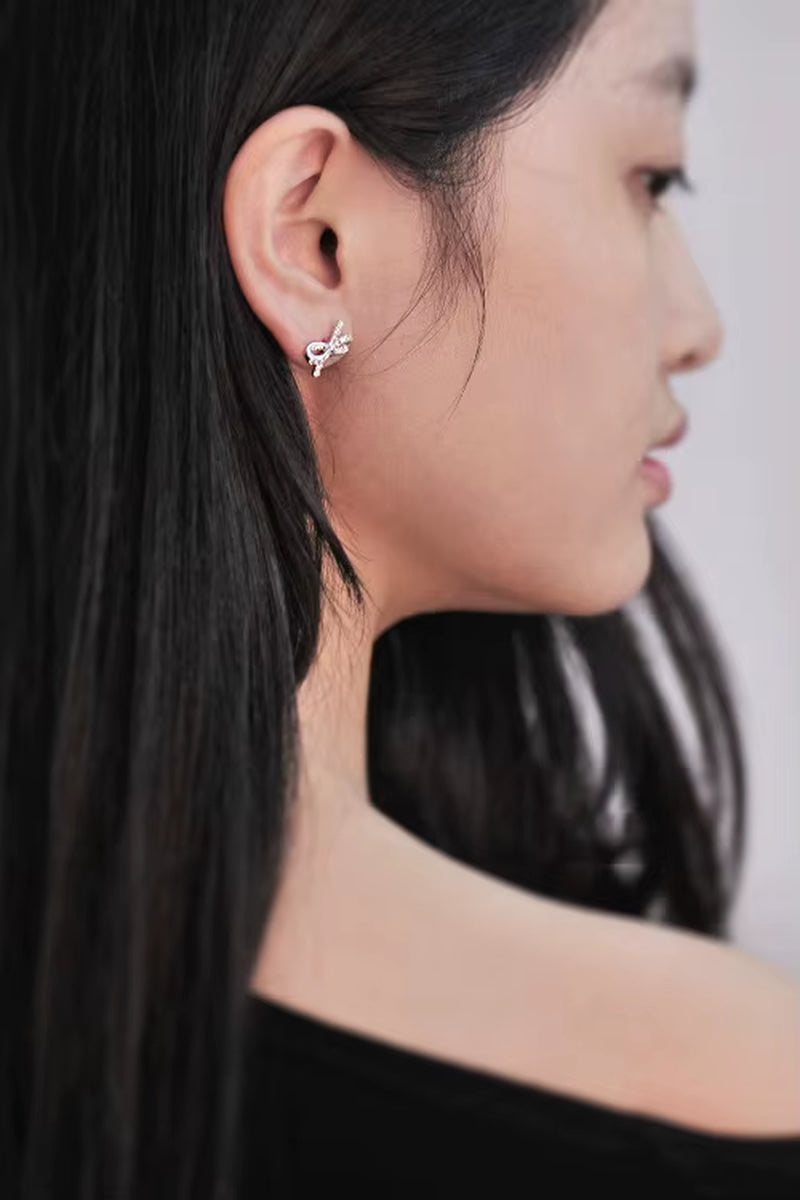 New Hot Fashion 925 Sterling Silver Crystal Bowknot Earrings for Women Girls Gift Fashion Statement Jewelry Korean Earrings