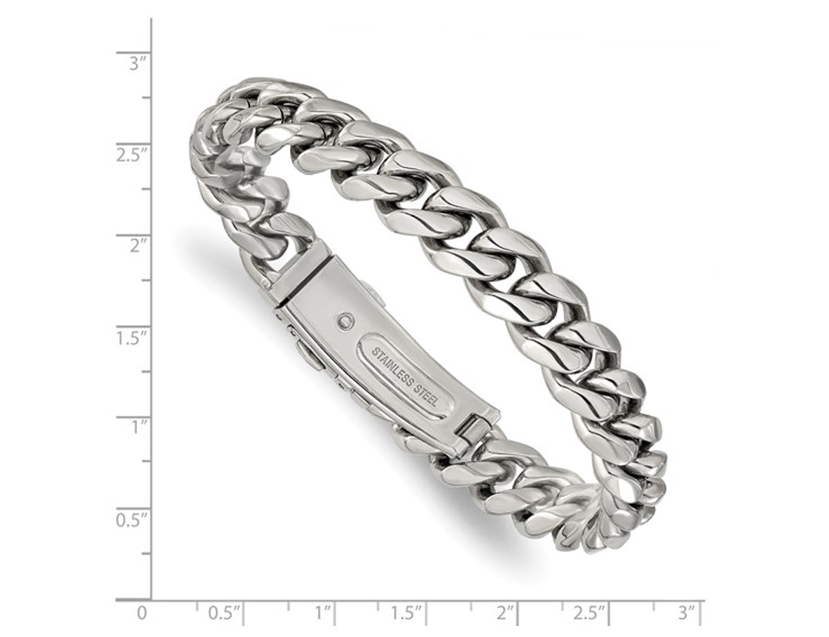 Mens Stainless Steel Polished Link Bracelet (8.25 Inches 12Mm Thick)