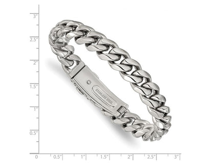 Mens Stainless Steel Polished Link Bracelet (8.25 Inches 12Mm Thick)
