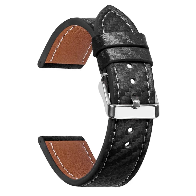 Carbon Fiber Leather Watchbands Calfskin Replace Wristwatch Straps 18Mm 20Mm 22Mm 24Mm Watch Accessory Men Women Soft Watchband