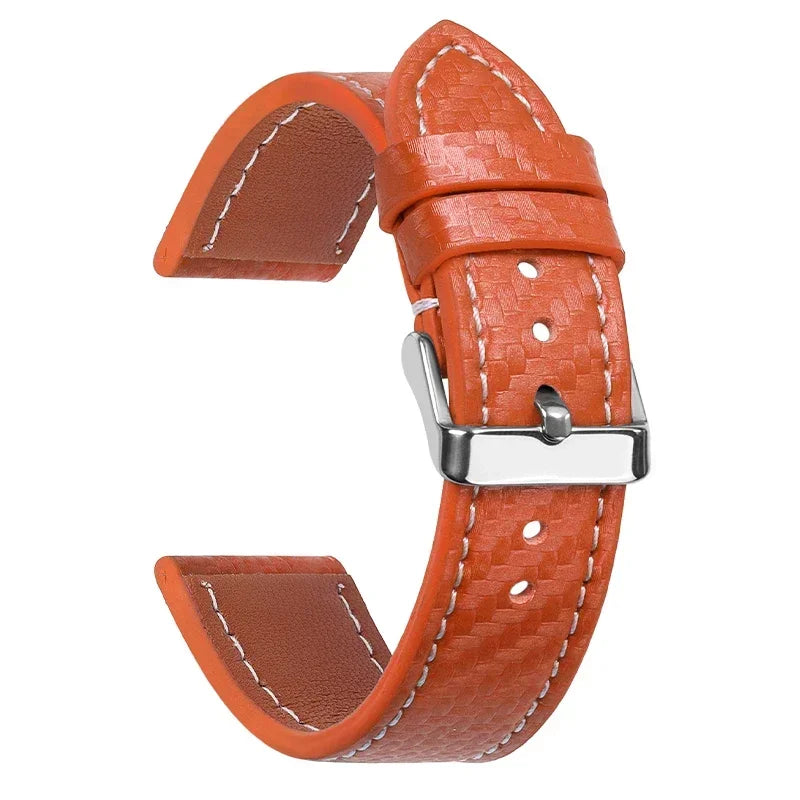 Carbon Fiber Leather Watchbands Calfskin Replace Wristwatch Straps 18Mm 20Mm 22Mm 24Mm Watch Accessory Men Women Soft Watchband