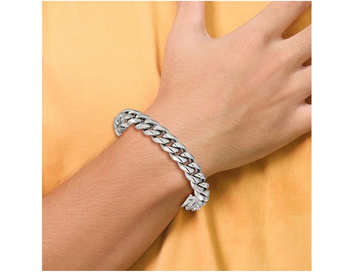 Mens Stainless Steel Polished Link Bracelet (8.25 Inches 12Mm Thick)