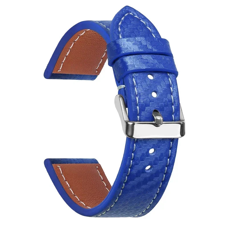 Carbon Fiber Leather Watchbands Calfskin Replace Wristwatch Straps 18Mm 20Mm 22Mm 24Mm Watch Accessory Men Women Soft Watchband