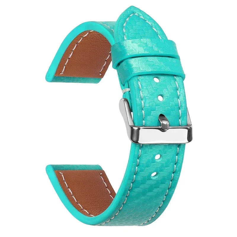 Carbon Fiber Leather Watchbands Calfskin Replace Wristwatch Straps 18Mm 20Mm 22Mm 24Mm Watch Accessory Men Women Soft Watchband