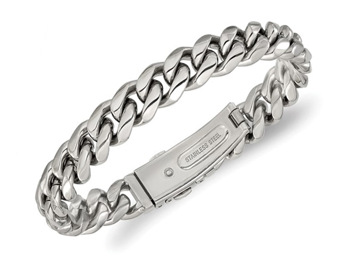 Mens Stainless Steel Polished Link Bracelet (8.25 Inches 12Mm Thick)