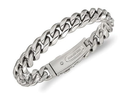 Mens Stainless Steel Polished Link Bracelet (8.25 Inches 12Mm Thick)