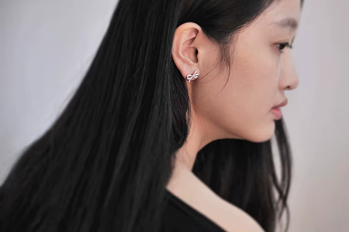 New Hot Fashion 925 Sterling Silver Crystal Bowknot Earrings for Women Girls Gift Fashion Statement Jewelry Korean Earrings