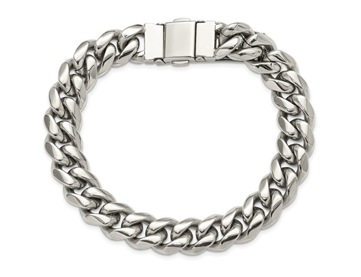 Mens Stainless Steel Polished Link Bracelet (8.25 Inches 12Mm Thick)
