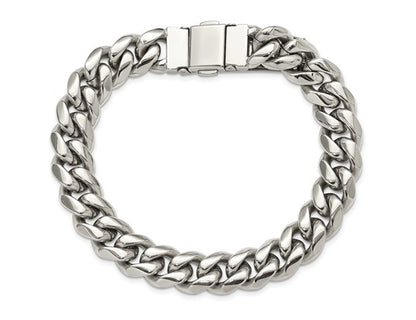 Mens Stainless Steel Polished Link Bracelet (8.25 Inches 12Mm Thick)